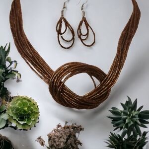 𝅺Beaded Statement Necklace and Earrings